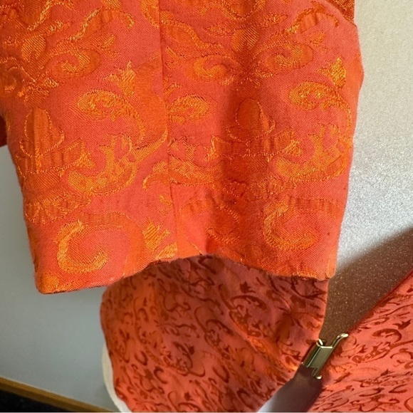 Venus Evening Tangerine Brocade Blazer Jacket 10 - Picture 7 of 13